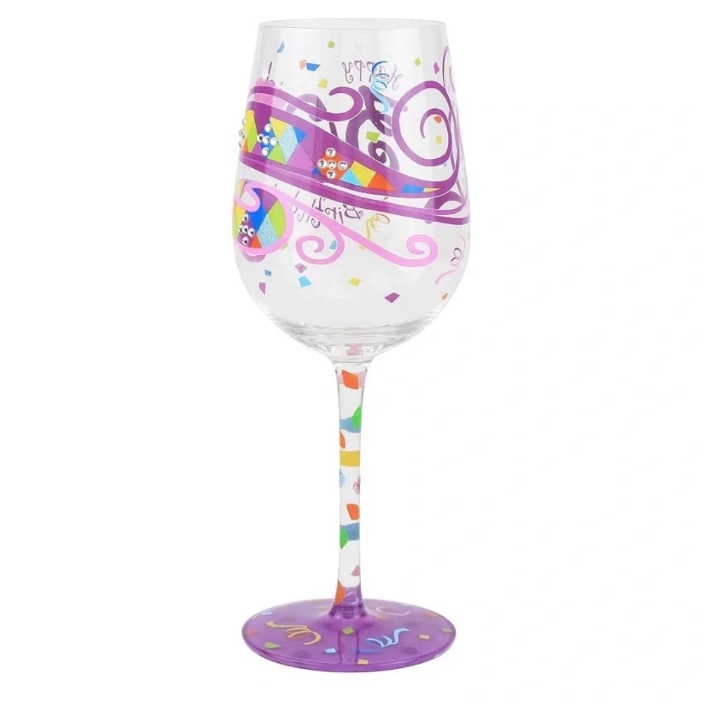 30ish Birthday Wine Glass with Purple and Pink Accents